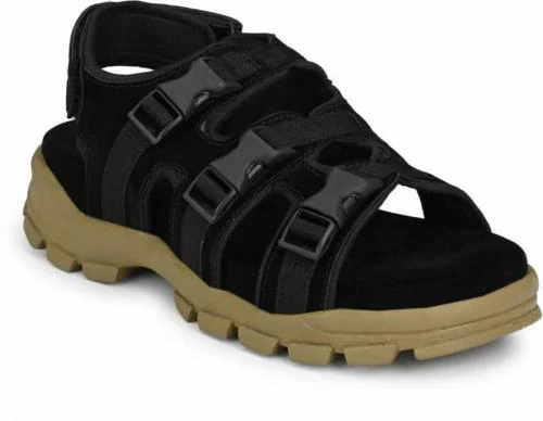 Royal Cruzz Suede Black Velcro Sandals For Men