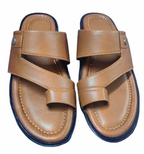 MISAZH MEN TAN SYNTHETIC LEATHER PU SOLE THONG SANDALS