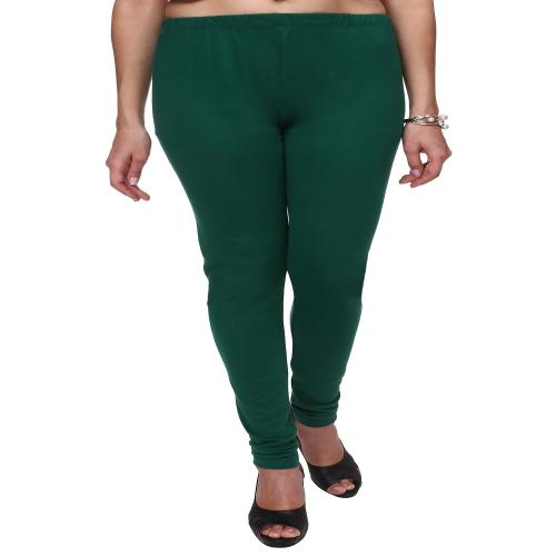 TRASA Women's Cotton Slim Fit Churidar Leggings - Forest Green - 5XL