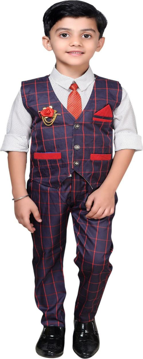Buy Ahhaaaa Boys Purple Full Sleeve Cotton Blend Checkered Shirt
