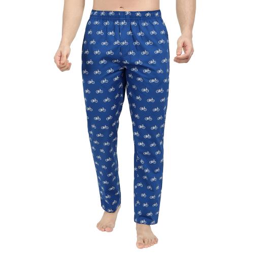 The Cotton Company Men's Navy Cycle Print 100% Cotton Pajama Lounge Pants (X-Large)