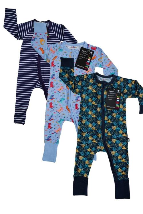 LAZYTOON Double Zipped Romper For Kids 100% Organic Cotton Baby Rompers | Jumpsuit for Baby | Sleep Suits | Jumpsuit | Night Suits for Baby Boys & Girls (Pack Of -3) (For 18-24 M) Kids