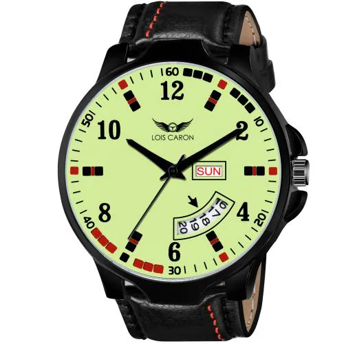 LOIS CARON LCS-8266 RADIUM NIGHT GLOW DIAL DAY & DATE FUNCTIONING WATCH Analog Watch - For Men
