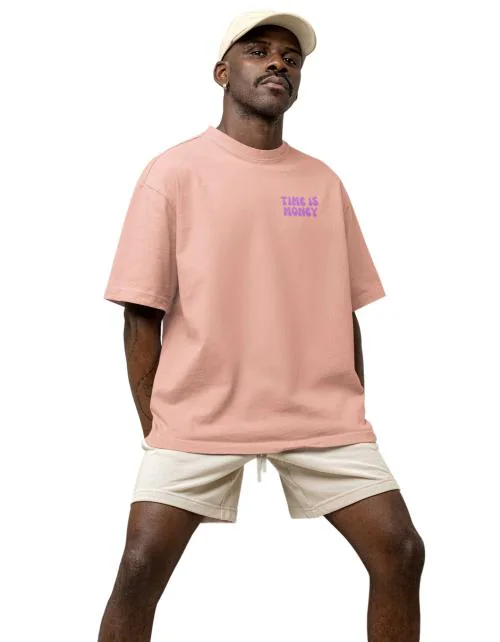 Dafabfit Premium Cotton Mulberry Color Half Sleeves Drop Shoulder Round Neck Loose Fit T-Shirt For Men With Graphic Print Mulberry Casual Drop Shoulder T-Shirt For Men Size-(Medium)