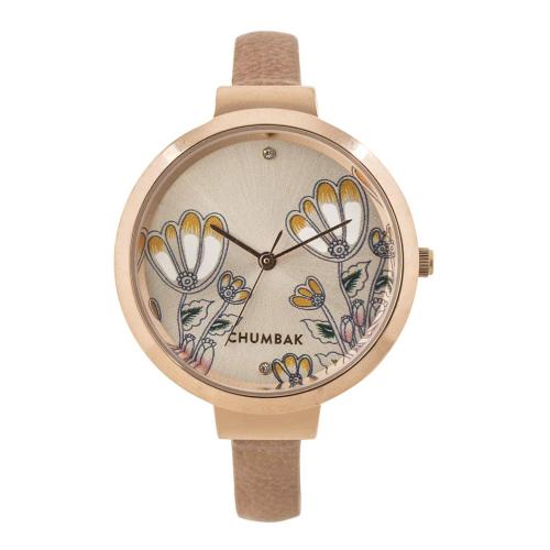 Chumbak Analog Multicolor Dial Rose Gold Strap Watch For Women