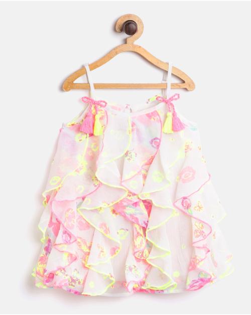 Nautinati Girls Dress Multicolor Printed Polyester Pack Of 1