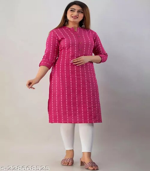 WESTERN COTTON Pure Cotton Katha Kurtis for Women Pack of -01-XXXL-Pink