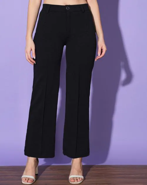 BuyNewTrend Black Carrera Full Length Women Formal Trousers and Pants