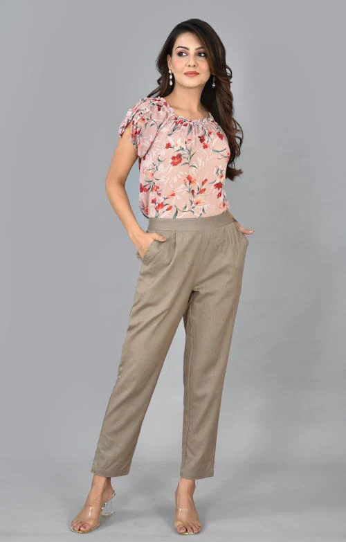 DHAARIKA Womens Satlaj Pent (Beige color and L Size)