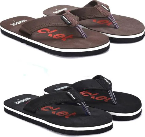 Hambler Black and Brown Eva Flip Flops for Men, Size 10 (Pack of 2)