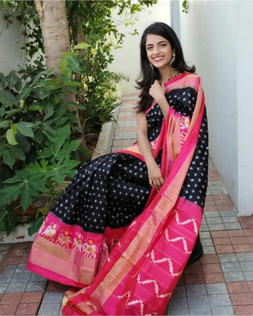 Vkaran Women Pink Kalamkari Bhagalpuri Silk Single Saree