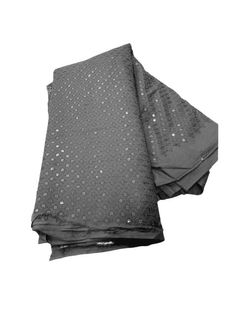 HVN Women's 100% Cotton Chikan Embroidery work Unstitched all over fabric by meter dress material