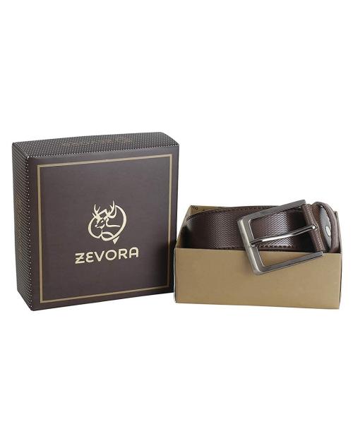 ZEVORA Leather Party Formal Belt For Men (Color-Brown)