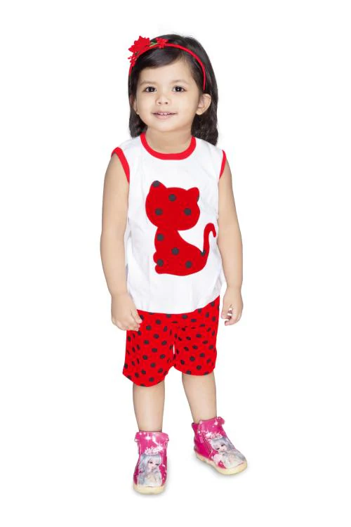 NEW GEN UNISEX RED 100% COTTON PACK OF 1 HALF SLEEVE T-SHIRT & PANT