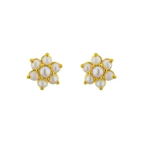 Sri Jagdamba Pearls Gold Plated Pearl Earrings for Women