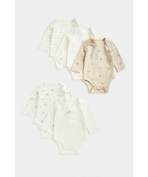 Mothercare Unisex Full-sleeves Bodysuits -Pack of 5-Multicolor