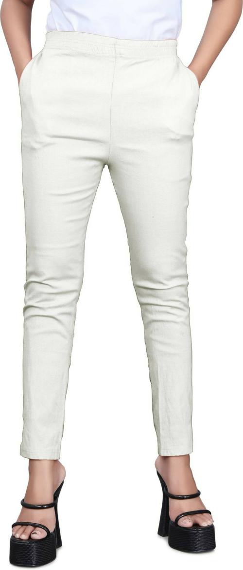 Jayu Fab Women Solid Lycra Blend Cigarette Trousers