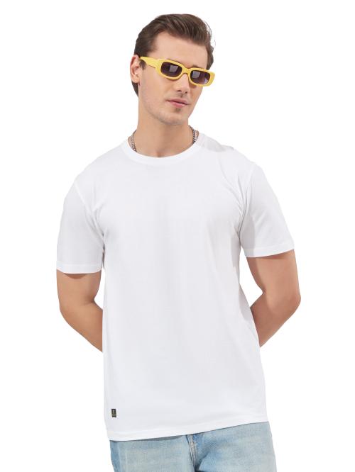 Maniac Tshirt/Mens Tshirt/tshirt for mens/tshirt/Mens Solid Half Sleeve Round Neck White Cotton Slim Fit T-Shirt