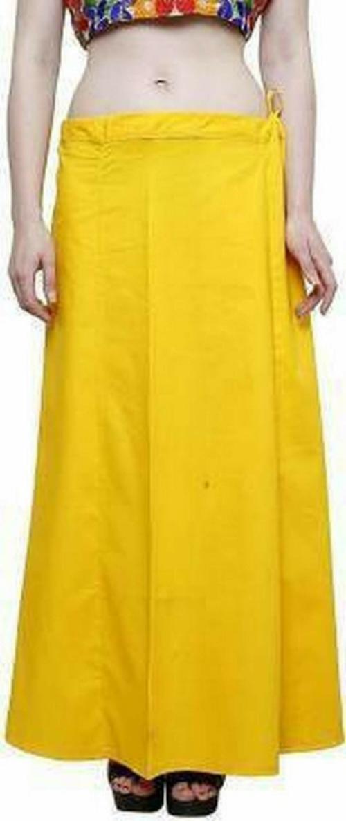 KAVYA DESIGNERSWomen Yellow Solid Pure Cotton Saree Petticoat