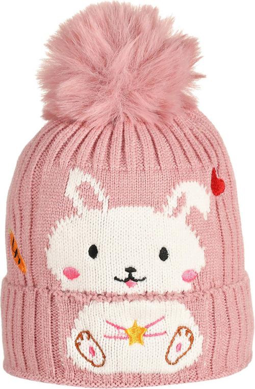 Soku Shopee Boys and Girls Pink Woven Wool Blend Cap