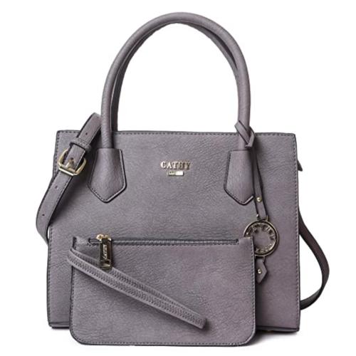 Cathy London Women Grey Handbag with Pouch (Pack of 2)