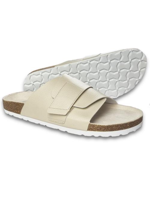 NoStrain Sandy Beige Double Layered Cork Sandals For Men