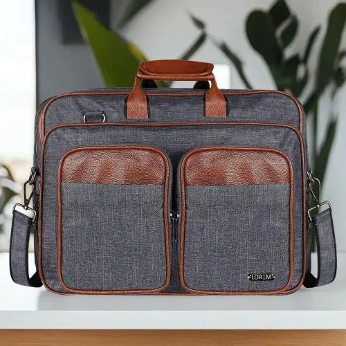 LOREM Grey & Tan Color Linen fabric 28L Messenger Bag For Men BG107