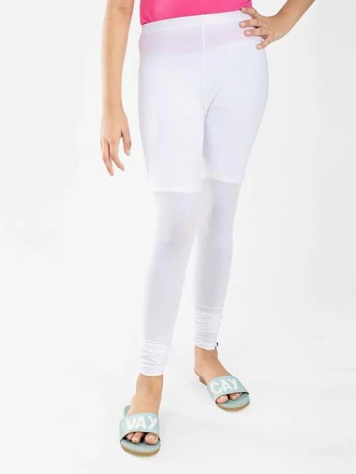 Indian Flower Girls White Solid Legging
