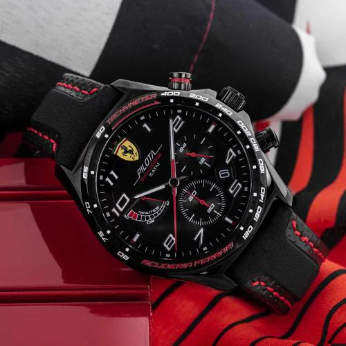 SCUDERIA FERRARI PILOTA EVO Chronograph Black Round Dial Men's Watch- 0830717