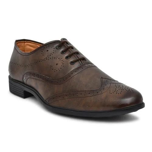 HIDA Genuine Leather Lace up Formal Shoes for men (Brown)