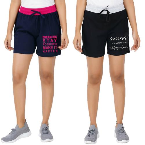 Jocker Women Nb-Bk Cotton Loose Shorts (M)