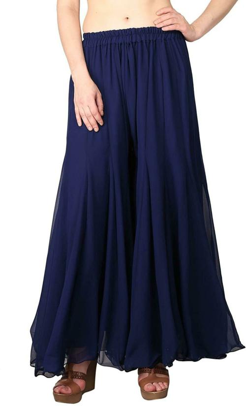 Ramp Bottoms Women Blue Solid Georgette (Free Size)