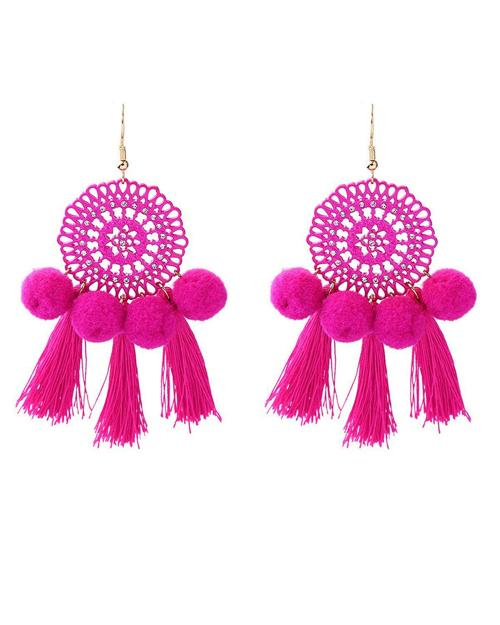 Young & Forever Gold Plated Tassel Earrings Pink For Women