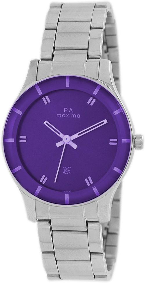 Maxima Analog Purple Dial Silver Strap Watch For Girls (47761CMLI)