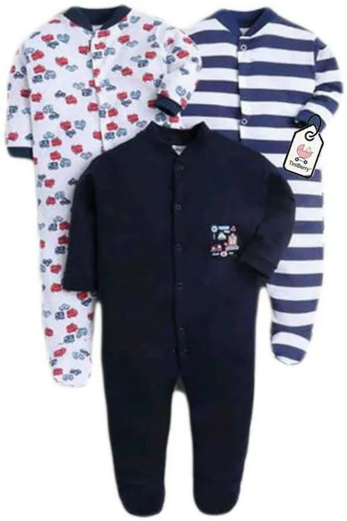 MM IMPEX Baby Boys and Girls Navy Blue Printed Cotton Blend Dungaree3-6 MONTHS| Rompers |Sleepsuits | Jumpsuit |Body suits