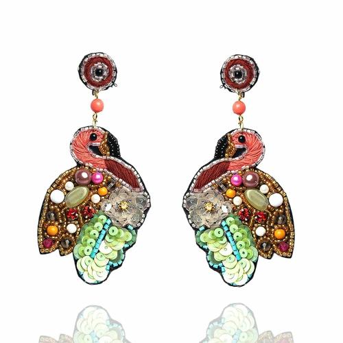 Vinca Jewel's Flamingo Bird seed bead earrings for women & Girls -Fuschianet Accessories Lightweight Boho Sequins Drop jewelry- Perfect for Occasions like Wedding,Anniversary and Valentine's day