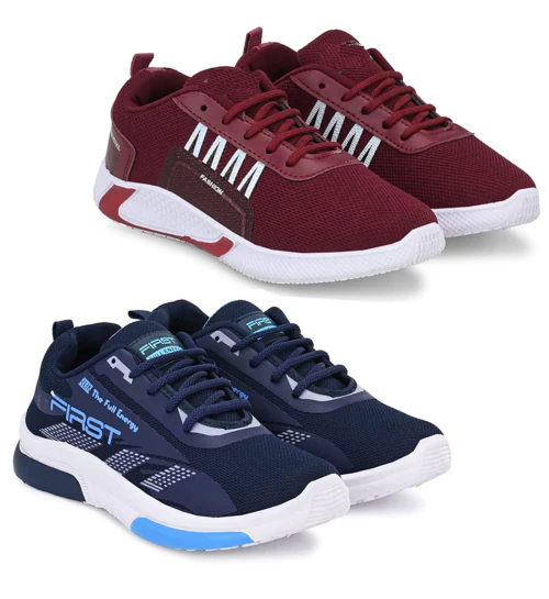 Buy Genial Men's Sport Shoes Combo of 2 (Maroon, Blue) Online at Best