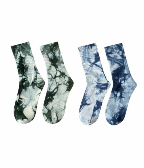 Bleached by us - Green & Blue Tie Dye Combo Socks for Men & Women | Cotton Socks | Pack of 2