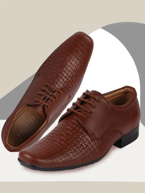 FAUSTO Men Tan Formal Leather Lace Up Shoes (10 UK)