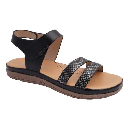 Big Bird Footwear California Style Trendy Flat Casual Slip-Ons Sandals for Women & Girls (Black)