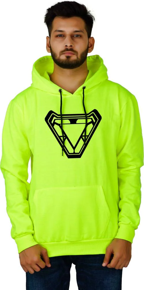 DIVRA CLOTHING Men Light Green Printed Fleece hoodie (L)