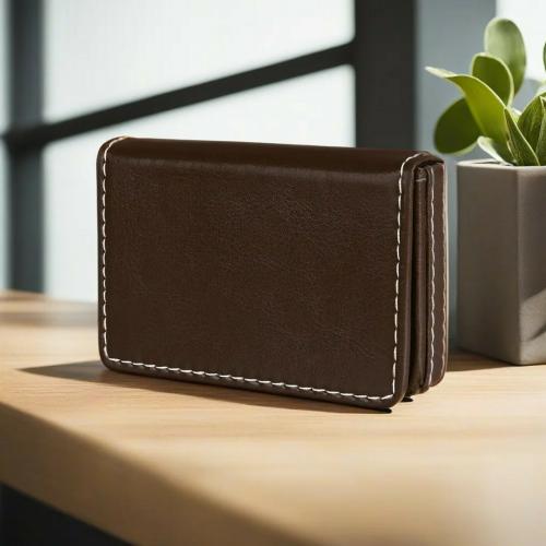 LOREM Brown Small Pocket Sized ID, Card Holder With Magnetic Shut Button for Men & Women WL612