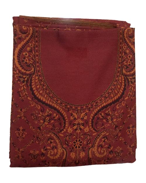 SAAKSHAAT Women's Unstitched Printed Winter Woollen Pashmina Salwar Suit Dress Material with Shawl - (Free Size) - Maroon-1