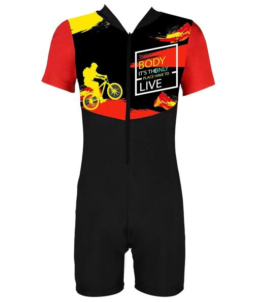 ZIUM Boys 4 Way Lycra Multi Purpose Swimsuit, Cycling Suit, Athletic Suit Cum Skating Suit with Half Sleeves & Half Legs