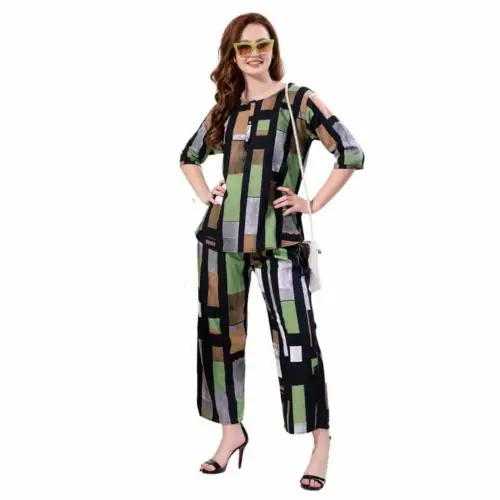 CLOTERI COORD Set for Women | Collared Printed Top with Trouser Pant | Two-Piece Dress | Winter Wear-Colour-Muliticolour-Size-XXL