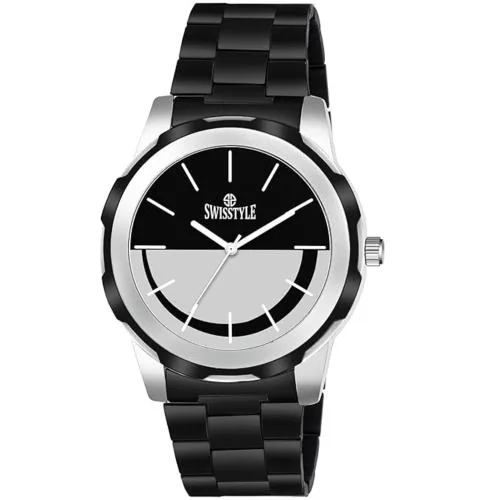 SWISSTYLE Black Analogue Dial Chain Watch for Men