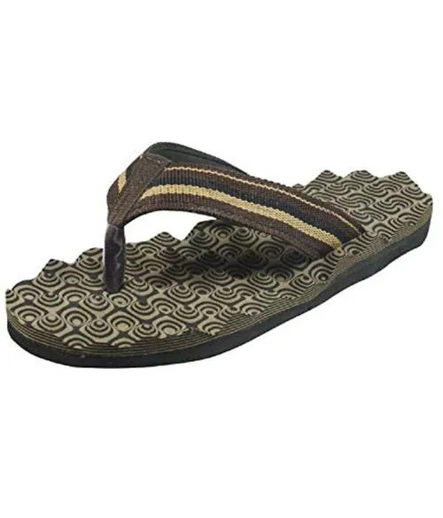 DOCTOR CHOICE Men Yoga, Acupressure, Massage and Health Care Slip On Cone Shape Slippers (Brown) - 9 UK