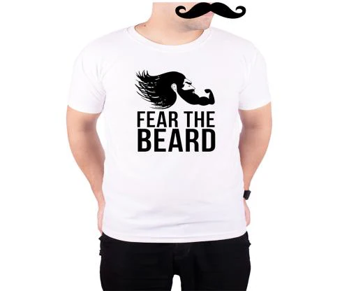 Mooch Wale Fear The Beard White Quick-Dri T-shirt For Men - White, M