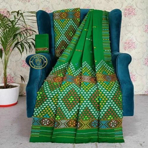 KESWI FAB Women's Assamese Traditional Work Weaving Silk Mekhela Chador Saree