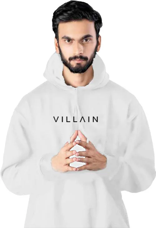 Villain Men's Cotton Blend Hooded Sweat Shirt - White